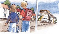 Students Waiting for Bus
