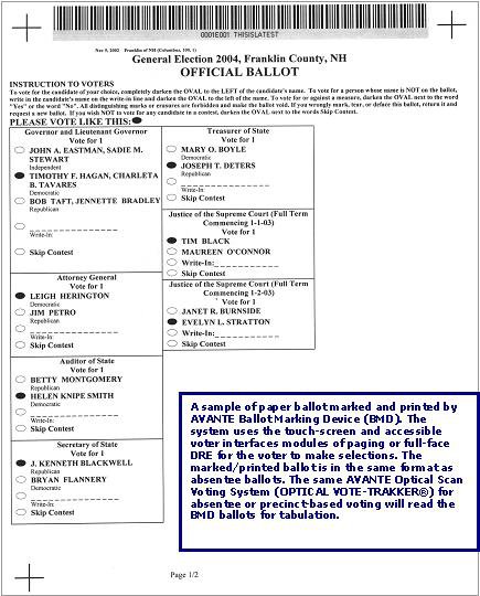 Sample of BMD Ballot